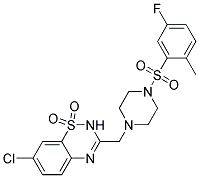 7-CHLORO-3-((4-[(5-FLUORO-2-METHYLPHENYL)SULFONYL]PIPERAZIN-1-YL)METHYL)-2H-1,2,4-BENZOTHIADIAZINE 1,1-DIOXIDE 结构式