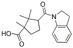 3-(2,3-DIHYDRO-INDOLE-1-CARBONYL)-1,2,2-TRIMETHYL-CYCLOPENTANECARBOXYLIC ACID 结构式