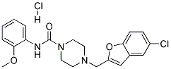 4-[(5-CHLORO-1-BENZOFURAN-2-YL)METHYL]-N-(2-METHOXYPHENYL)PIPERAZINE-1-CARBOXAMIDE HYDROCHLORIDE 结构式