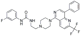 N-(3-FLUOROPHENYL)-N'-(2-(4-[8-PHENYL-2-(TRIFLUOROMETHYL)-1,6-NAPHTHYRIDIN-5-YL]PIPERAZIN-1-YL)ETHYL)UREA 结构式