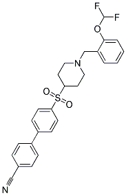 4'-((1-[2-(DIFLUOROMETHOXY)BENZYL]PIPERIDIN-4-YL)SULFONYL)BIPHENYL-4-CARBONITRILE 结构式