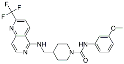 N-(3-METHOXYPHENYL)-4-(([2-(TRIFLUOROMETHYL)-1,6-NAPHTHYRIDIN-5-YL]AMINO)METHYL)PIPERIDINE-1-CARBOXAMIDE 结构式