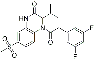 4-[(3,5-DIFLUOROPHENYL)ACETYL]-3-ISOPROPYL-7-(METHYLSULFONYL)-3,4-DIHYDROQUINOXALIN-2(1H)-ONE 结构式