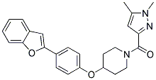 4-[4-(1-BENZOFURAN-2-YL)PHENOXY]-1-[(1,5-DIMETHYL-1H-PYRAZOL-3-YL)CARBONYL]PIPERIDINE 结构式