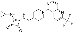 3-(CYCLOPROPYLAMINO)-4-[((1-[2-(TRIFLUOROMETHYL)-1,6-NAPHTHYRIDIN-5-YL]PIPERIDIN-4-YL)METHYL)AMINO]CYCLOBUT-3-ENE-1,2-DIONE 结构式