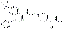 N-ETHYL-4-(2-([8-(3-THIENYL)-2-(TRIFLUOROMETHYL)-1,6-NAPHTHYRIDIN-5-YL]AMINO)ETHYL)PIPERAZINE-1-CARBOXAMIDE 结构式