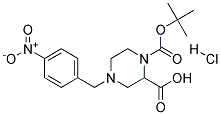 4-(4-NITRO-BENZYL)-PIPERAZINE-1,2-DICARBOXYLIC ACID 1-TERT-BUTYL ESTER HYDROCHLORIDE 结构式