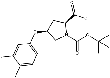 (2S,4S)-1-(叔丁氧基羰基)-4-(3,4-二甲基苯氧基)吡咯烷-2-羧酸 结构式