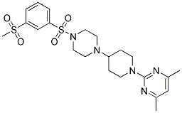 4,6-DIMETHYL-2-[4-(4-([3-(METHYLSULFONYL)PHENYL]SULFONYL)PIPERAZIN-1-YL)PIPERIDIN-1-YL]PYRIMIDINE 结构式