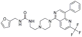 N-(2-FURYLMETHYL)-N'-(2-(4-[8-PHENYL-2-(TRIFLUOROMETHYL)-1,6-NAPHTHYRIDIN-5-YL]PIPERAZIN-1-YL)ETHYL)UREA 结构式