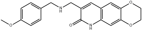 8-[(4-METHOXY-BENZYLAMINO)-METHYL]-2,3-DIHYDRO-6H-[1,4]DIOXINO[2,3-G]QUINOLIN-7-ONE 结构式