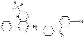3-([4-(([8-PHENYL-2-(TRIFLUOROMETHYL)-1,6-NAPHTHYRIDIN-5-YL]AMINO)METHYL)PIPERIDIN-1-YL]CARBONYL)BENZONITRILE 结构式