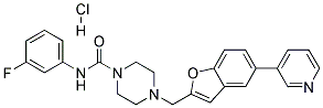 N-(3-FLUOROPHENYL)-4-[(5-PYRIDIN-3-YL-1-BENZOFURAN-2-YL)METHYL]PIPERAZINE-1-CARBOXAMIDE HYDROCHLORIDE 结构式