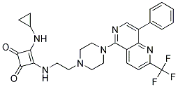 3-(CYCLOPROPYLAMINO)-4-[(2-(4-[8-PHENYL-2-(TRIFLUOROMETHYL)-1,6-NAPHTHYRIDIN-5-YL]PIPERAZIN-1-YL)ETHYL)AMINO]CYCLOBUT-3-ENE-1,2-DIONE 结构式