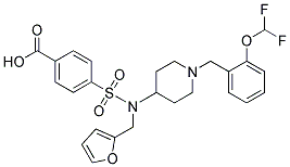 4-([(1-[2-(DIFLUOROMETHOXY)BENZYL]PIPERIDIN-4-YL)(2-FURYLMETHYL)AMINO]SULFONYL)BENZOIC ACID 结构式