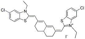 5-CHLORO-2-([7-([5-CHLORO-3-ETHYL-1,3-BENZOTHIAZOL-2(3H)-YLIDENE]METHYL)-4,4A,5,6-TETRAHYDRO-2(3H)-NAPHTHALENYLIDENE]METHYL)-3-ETHYL-1,3-BENZOTHIAZOL-3-IUM IODIDE 结构式