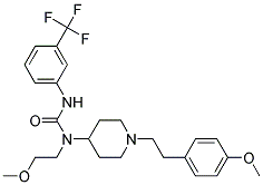 N-(2-METHOXYETHYL)-N-(1-[2-(4-METHOXYPHENYL)ETHYL]PIPERIDIN-4-YL)-N'-[3-(TRIFLUOROMETHYL)PHENYL]UREA 结构式