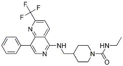 N-ETHYL-4-(([8-PHENYL-2-(TRIFLUOROMETHYL)-1,6-NAPHTHYRIDIN-5-YL]AMINO)METHYL)PIPERIDINE-1-CARBOXAMIDE 结构式