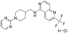 N-[(1-PYRIMIDIN-2-YLPIPERIDIN-4-YL)METHYL]-2-(TRIFLUOROMETHYL)-1,6-NAPHTHYRIDIN-5-AMINE HYDROCHLORIDE 结构式