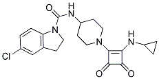 5-CHLORO-N-(1-[2-(CYCLOPROPYLAMINO)-3,4-DIOXOCYCLOBUT-1-EN-1-YL]PIPERIDIN-4-YL)INDOLINE-1-CARBOXAMIDE 结构式