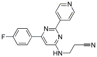 3-([6-(4-FLUOROPHENYL)-2-PYRIDIN-4-YLPYRIMIDIN-4-YL]AMINO)PROPANENITRILE 结构式