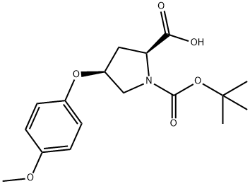 (2S,4S)-1-(叔丁氧基羰基)-4-(4-甲氧基苯氧基)吡咯烷-2-羧酸 结构式
