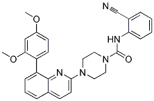 N-(2-CYANOPHENYL)-4-[8-(2,4-DIMETHOXYPHENYL)QUINOLIN-2-YL]PIPERAZINE-1-CARBOXAMIDE 结构式