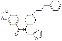 N-(2-FURYLMETHYL)-N-[1-(3-PHENYLPROPYL)PIPERIDIN-4-YL]-1,3-BENZODIOXOLE-5-CARBOXAMIDE 结构式