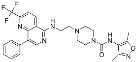 N-(3,5-DIMETHYLISOXAZOL-4-YL)-4-(2-([8-PHENYL-2-(TRIFLUOROMETHYL)-1,6-NAPHTHYRIDIN-5-YL]AMINO)ETHYL)PIPERAZINE-1-CARBOXAMIDE 结构式