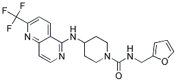 N-(2-FURYLMETHYL)-4-([2-(TRIFLUOROMETHYL)-1,6-NAPHTHYRIDIN-5-YL]AMINO)PIPERIDINE-1-CARBOXAMIDE 结构式