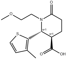 (2R,3R)-1-(2-甲氧基乙基)-2-(3-甲基噻吩-2-基)-6-氧代哌啶-3-羧酸 结构式