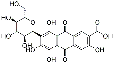 3,5,6,8-TETRAHYDROXY-1-METHYL-9,10-DIOXO-7-((2S,3S,4S,5R,6S)-3,4,5-TRIHYDROXY-6-HYDROXYMETHYL-TETRAHYDRO-PYRAN-2-YL)-9,10-DIHYDRO-ANTHRACENE-2-CARBOXYLIC ACID 结构式