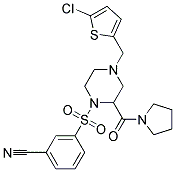 3-([4-[(5-CHLORO-2-THIENYL)METHYL]-2-(PYRROLIDIN-1-YLCARBONYL)PIPERAZIN-1-YL]SULFONYL)BENZONITRILE 结构式
