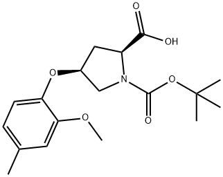 (2S,4S)-1-(TERT-BUTOXYCARBONYL)-4-(2-METHOXY-4-METHYLPHENOXY)-2-PYRROLIDINECARBOXYLIC ACID 结构式