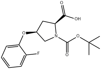 (2S,4S)-1-(TERT-BUTOXYCARBONYL)-4-(2-FLUORO-PHENOXY)-2-PYRROLIDINECARBOXYLIC ACID 结构式