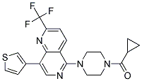 5-[4-(CYCLOPROPYLCARBONYL)PIPERAZIN-1-YL]-8-(3-THIENYL)-2-(TRIFLUOROMETHYL)-1,6-NAPHTHYRIDINE 结构式