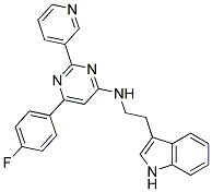[6-(4-Fluoro-phenyl)-2-pyridin-3-yl-pyrimidin-4-yl]-[2-(1H-indol-3-yl)-ethyl]-amine 结构式