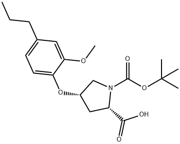 (2S,4S)-1-(TERT-BUTOXYCARBONYL)-4-(2-METHOXY-4-PROPYLPHENOXY)-2-PYRROLIDINECARBOXYLIC ACID 结构式