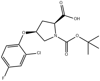 (2S,4S)-1-(TERT-BUTOXYCARBONYL)-4-(2-CHLORO-4-FLUOROPHENOXY)-2-PYRROLIDINECARBOXYLIC ACID 结构式