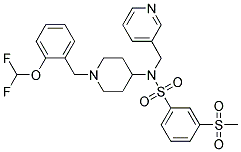 N-(1-[2-(DIFLUOROMETHOXY)BENZYL]PIPERIDIN-4-YL)-3-(METHYLSULFONYL)-N-(PYRIDIN-3-YLMETHYL)BENZENESULFONAMIDE 结构式