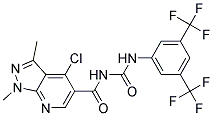 N-[(4-CHLORO-1,3-DIMETHYL-1H-PYRAZOLO[3,4-B]PYRIDIN-5-YL)CARBONYL]-N'-[3,5- DI(TRIFLUOROMETHYL)PHENYL]UREA 结构式