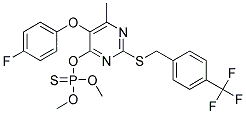 O-(5-(4-fluorophenoxy)-6-methyl-2-{[4-(trifluoromethyl)benzyl]thio}pyrimidin-4-yl) O,O-dimethyl phosphothioate 结构式