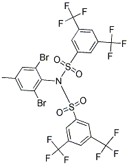 N-{[3,5-bis(trifluoromethyl)phenyl]sulphonyl}-N-(2,6-dibromo-4-methylphenyl)-3,5-bis(trifluoromethyl)benzenesulphonamide 结构式