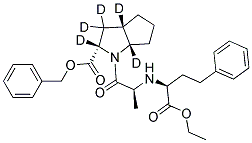 2-[N-[(S)-1-ETHOXYCARBONYL-3-PHENYLPROPYL]-L-ALANYL]-(1S,3S,5S)-2-AZABICYCLO[3.3.0]OCTANE-3-CARBOXYLIC ACID, BENZYL ESTER-D5 结构式