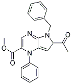 6-ACETYL-5-BENZYL-1-PHENYL-5H-PYRROLO[2,3-B]PYRAZINE-2-CARBOXYLIC ACID METHYL ESTER 结构式