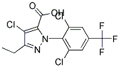 4-CHLORO-1-[2,6-DICHLORO-4-(TRIFLUOROMETHYL)PHENYL]-3-ETHYL-1H-PYRAZOLE-5-CARBOXYLIC ACID 结构式