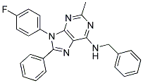 N-BENZYL-9-(4-FLUOROPHENYL)-2-METHYL-8-PHENYL-9H-PURIN-6-AMINE 结构式