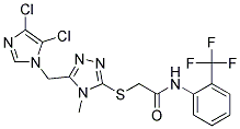 N1-[2-(trifluoromethyl)phenyl]-2-({5-[(4,5-dichloro-1H-imidazol-1-yl)methyl]-4-methyl-4H-1,2,4-triazol-3-yl}thio)acetamide 结构式