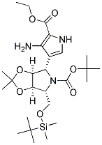 (3AS,4S,6R,6AR)-4-(4-AMINO-5-ETHOXYCARBONYL-1H-PYRROL-3-YL)-6-(TERT-BUTYL-DIMETHYL-SILANYLOXYMETHYL)-2,2-DIMETHYL-TETRAHYDRO-[1,3]DIOXOLO[4,5-C]PYRROLE-5-CARBOXYLIC ACID TERT-BUTYL ESTER 结构式