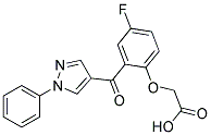 {4-Fluoro-2-[(1-phenyl-1H-pyrazol-4-yl)carbonyl]-phenoxy}acetic acid 结构式